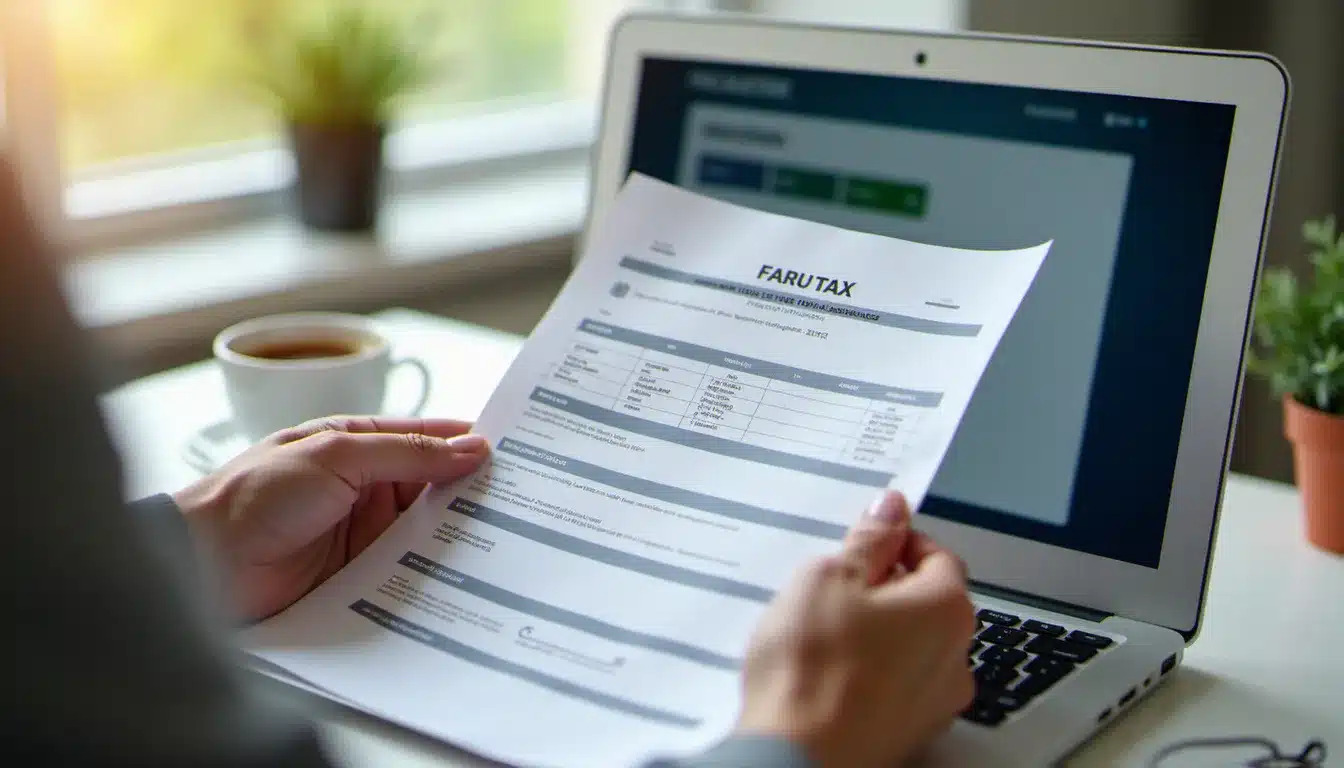 Contribuable consultant son avis d'imposition 2026 sur un ordinateur portable, illustrant la date de réception et les démarches fiscales de l'été