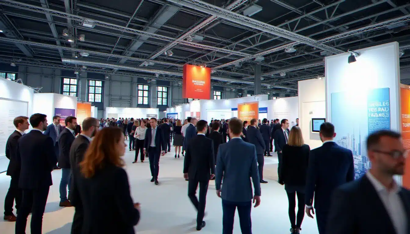 Salon emploi France Travail Toulouse avec candidats et recruteurs dans un hall d'exposition moderne