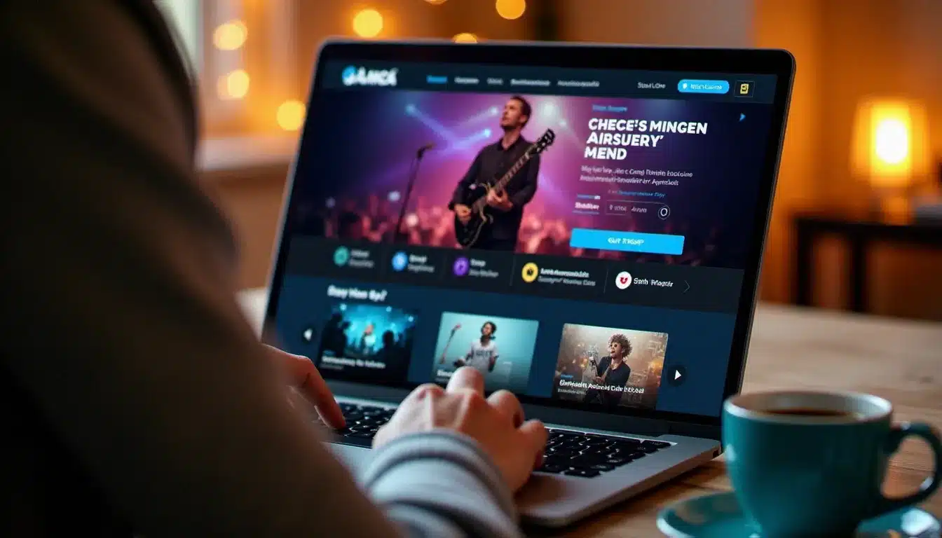 Personne consultant un site de billetterie en ligne pour acheter des billets pour un concert de musique électronique
